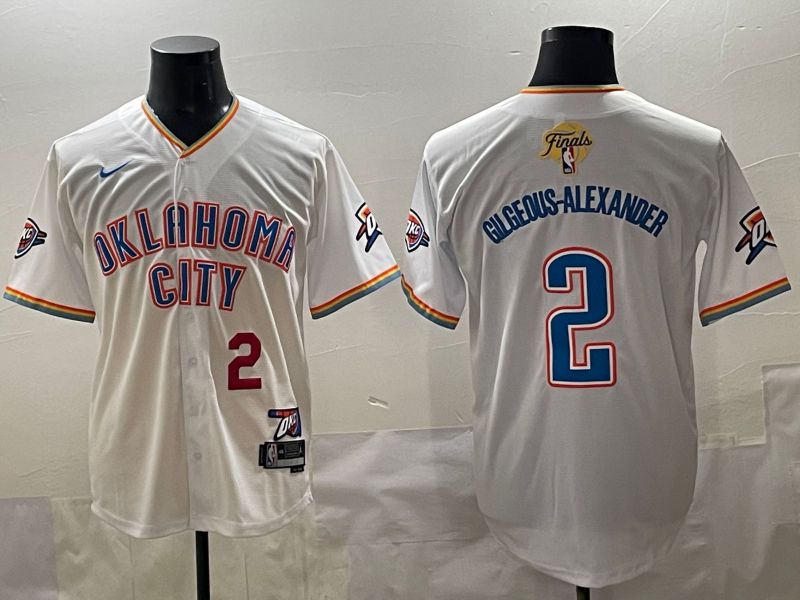 Men 2025 Oklahoma City Thunder #2 Gilgeous-Alexander White Nike Joint Name NBA Jersey style 14